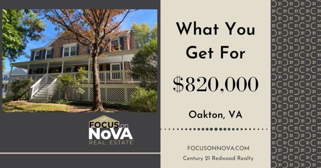 what you get for $820,000 in Oakton, VA