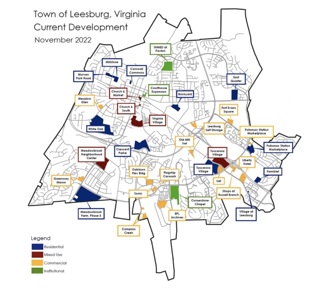 Leesburg Development Update Focus On NoVA Real Estate   Leesburg Dev Map 1024x924 